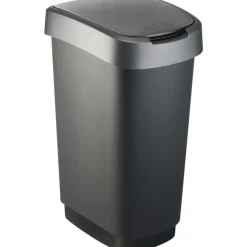 Prullenbakken-Rotho Afvalbak Twist 40 x 30 x 60 cm 50 l Polypropyleen Zilver