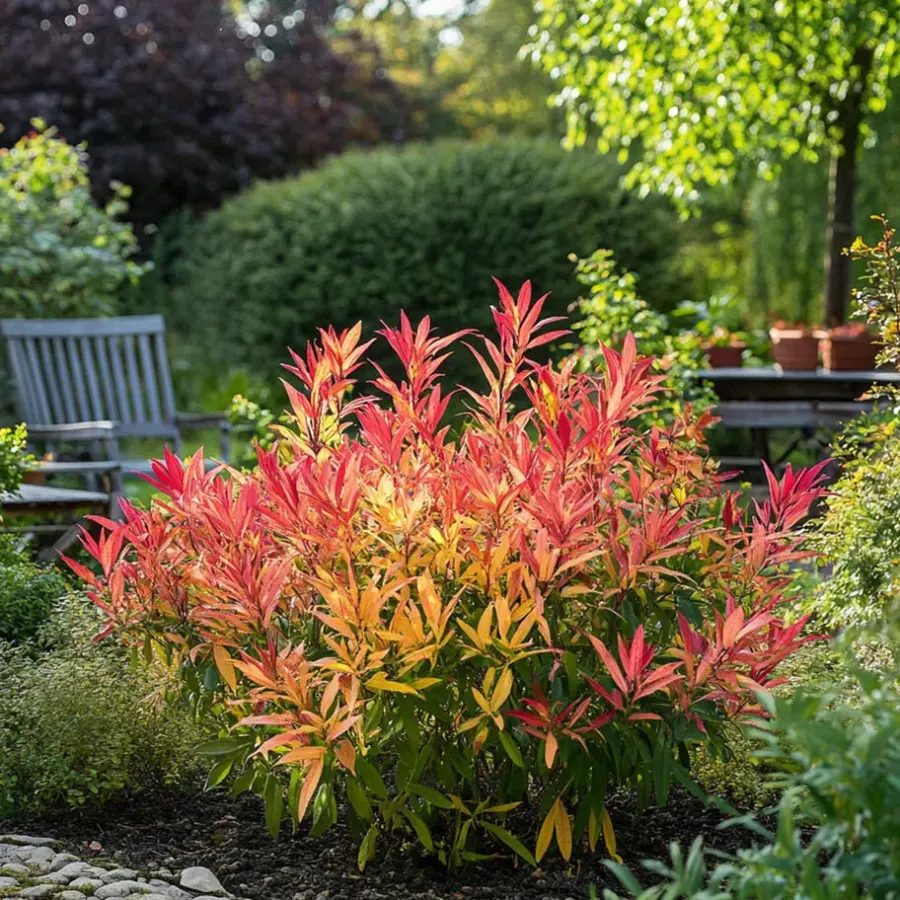 Planten-Plant in a Box Rotsheide - Set van 4 - Pieris 'Forest Flame' - Hoogte 25-40cm - ⌀17cm