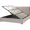 2-Persoons Bedden-Beliani ROUEN - Bed met opbergruimte - Beige - 180 x 200 cm - Fluweel
