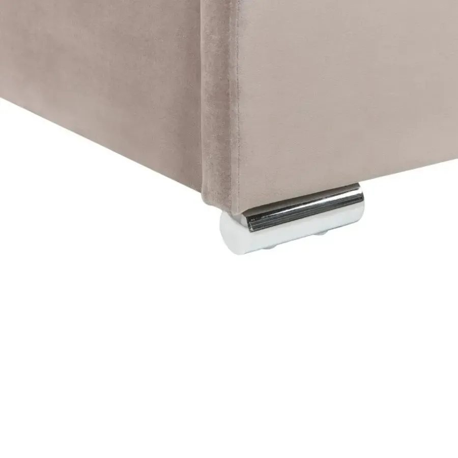 2-Persoons Bedden-Beliani ROUEN - Bed met opbergruimte - Beige - 180 x 200 cm - Fluweel