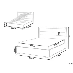 2-Persoons Bedden-Beliani ROUEN - Bed met opbergruimte - Beige - 180 x 200 cm - Fluweel