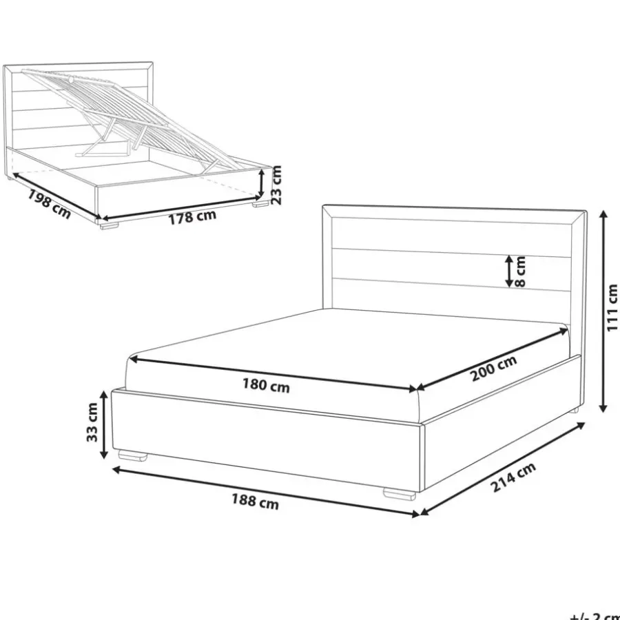 2-Persoons Bedden-Beliani ROUEN - Bed met opbergruimte - Beige - 180 x 200 cm - Fluweel