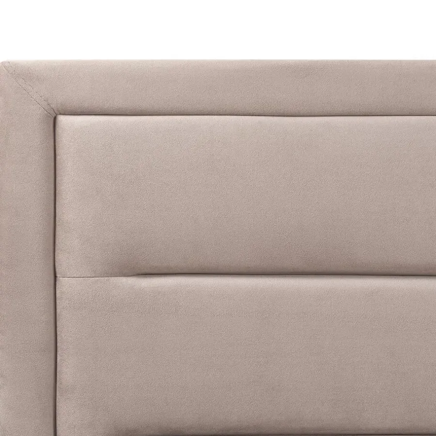 2-Persoons Bedden-Beliani ROUEN - Bed met opbergruimte - Beige - 180 x 200 cm - Fluweel
