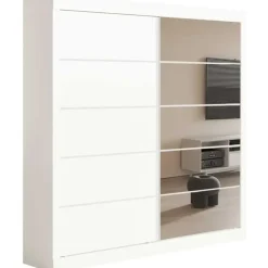 Rousseau Kledingkast Mike - 183 x 53 x 198 cm - Met spiegel - Wit
