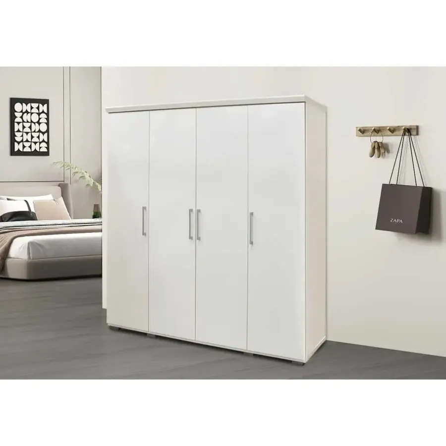 Kledingkasten|Kledingkasten-Rousseau Kledingkast Nikkie - 183x160x52cm - 4 deuren - wit