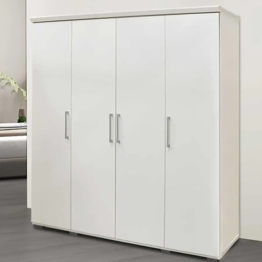 Kledingkasten|Kledingkasten-Rousseau Kledingkast Nikkie - 183x160x52cm - 4 deuren - wit
