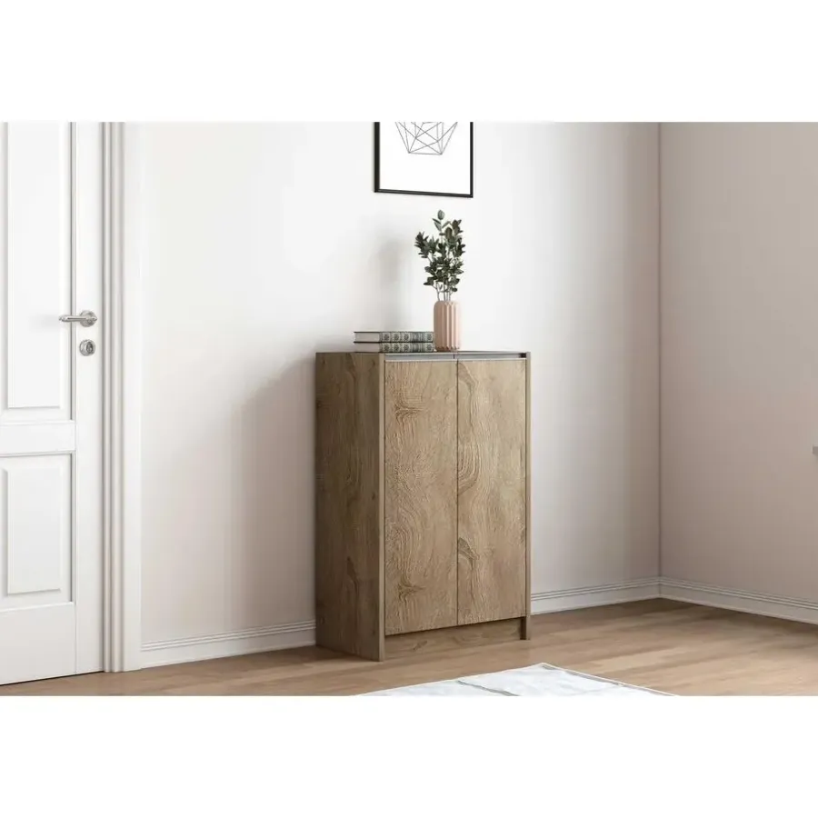 Rousseau Lilly' Sonoma Schoenenkast - 2 Deurs Spaanplaat - H90 x B60 x D35 cm