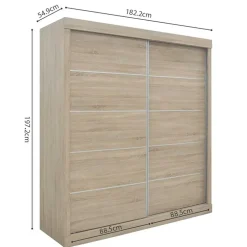 Schuifdeurkasten-Rousseau Schuifdeurkast Mike - 182,5 x 52,5 cm x 197,5 cm - Sonoma-afwerking