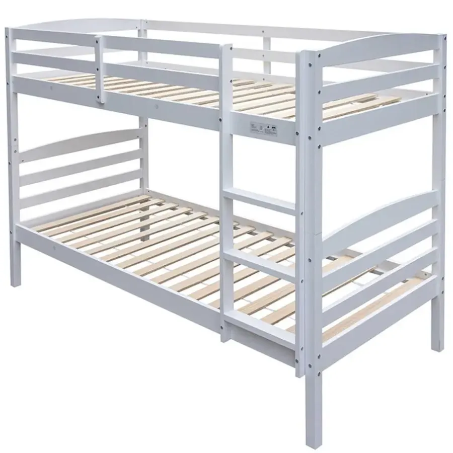 Kinderbedden-Rousseau Stapelbed Roy 90x200 - splitsbaar - wit grenen
