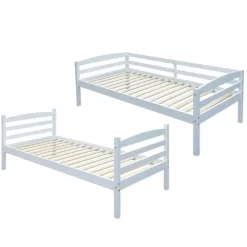 Kinderbedden-Rousseau Stapelbed Roy 90x200 - splitsbaar - wit grenen