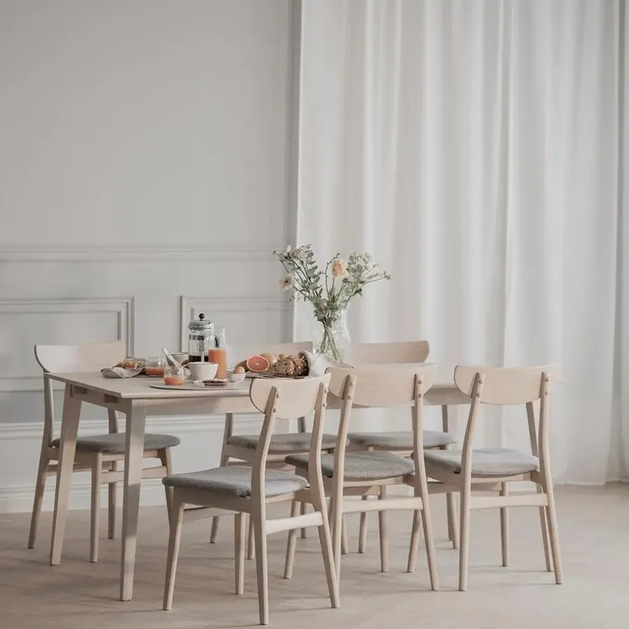 Houten Eettafels-Leen Bakker Rowico Home Filippa Houten Eettafel Verlengbaar 180 cm - Whitewash