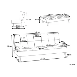 Beliani ROXEN - Slaapbank 3-zits - Donkergrijs - Polyester