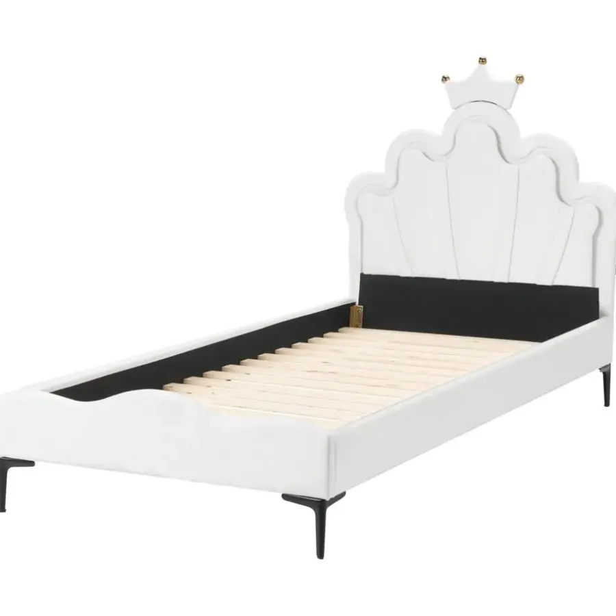 Beliani RUBIAN - Bed met LED - Wit - 90 x 200 cm - Fluweel