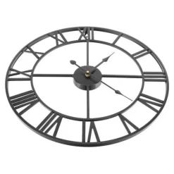 Merkloos Ruhhy Wandklok/muur klok Vintage - metaal - zwart - D47 cm - 3D