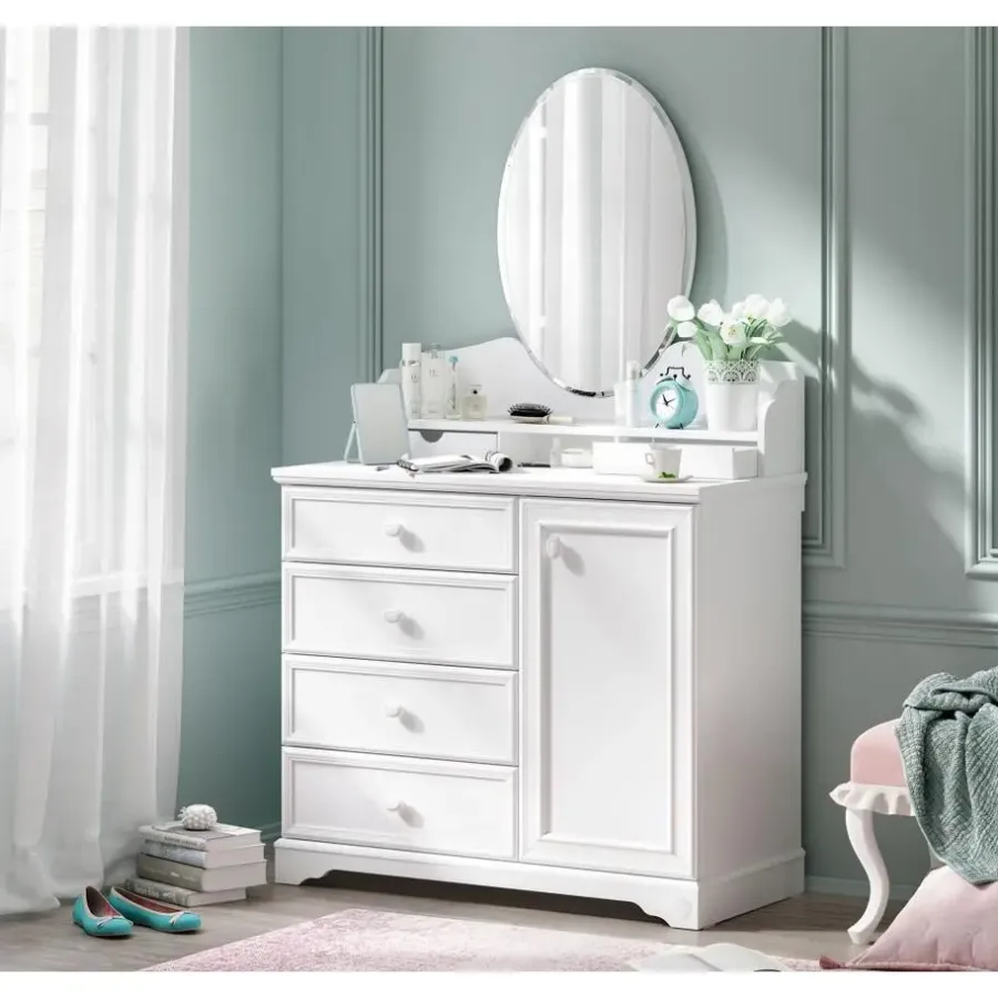 Ladekasten|Ladekasten-Leen Bakker Rustic commode ladekast wit compleet meisjeskamer