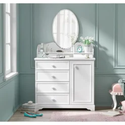 Ladekasten|Ladekasten-Leen Bakker Rustic commode ladekast wit compleet meisjeskamer