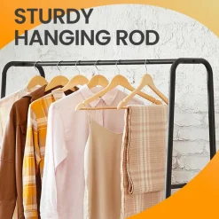 Kledingopbergers|Kledingrekken-Vasagle Rustiek bruin/zwart stalen kledingrek met 2 planken en 6 haken