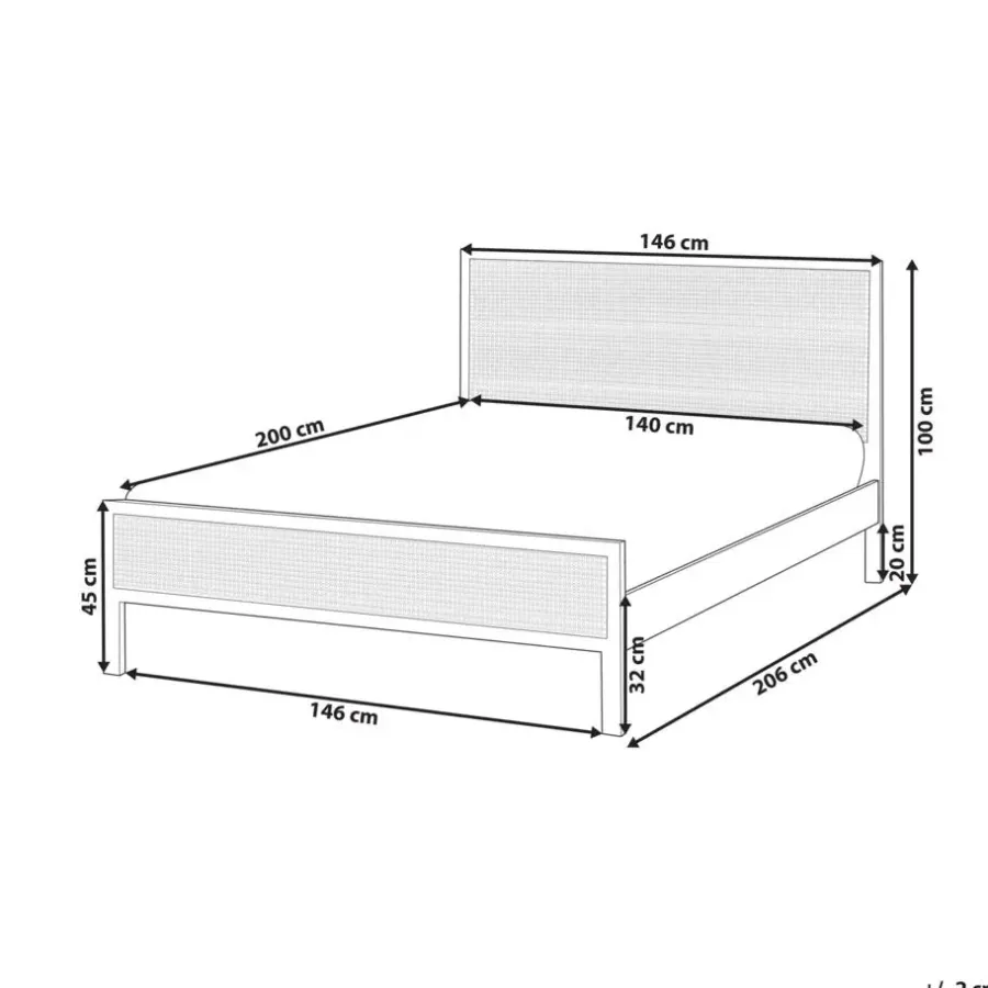Beliani SALERNAS - Tweepersoonsbed - Zwart - 140 x 200 cm - Dennenhout