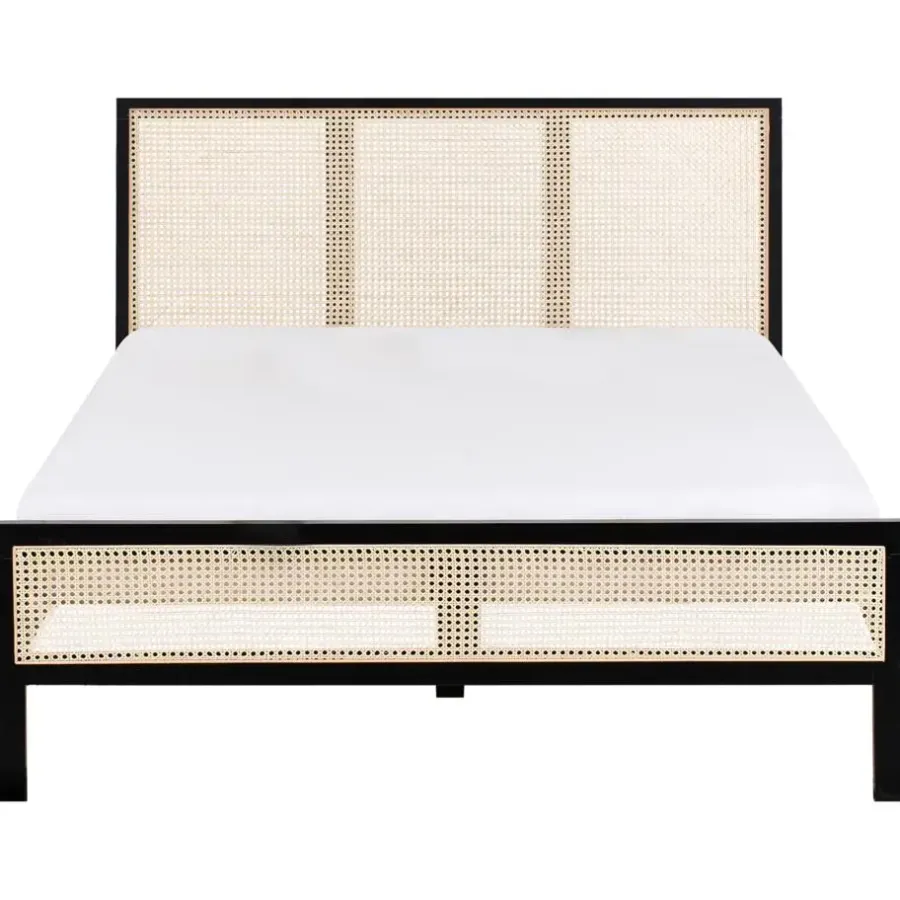 Beliani SALERNAS - Tweepersoonsbed - Zwart - 140 x 200 cm - Dennenhout