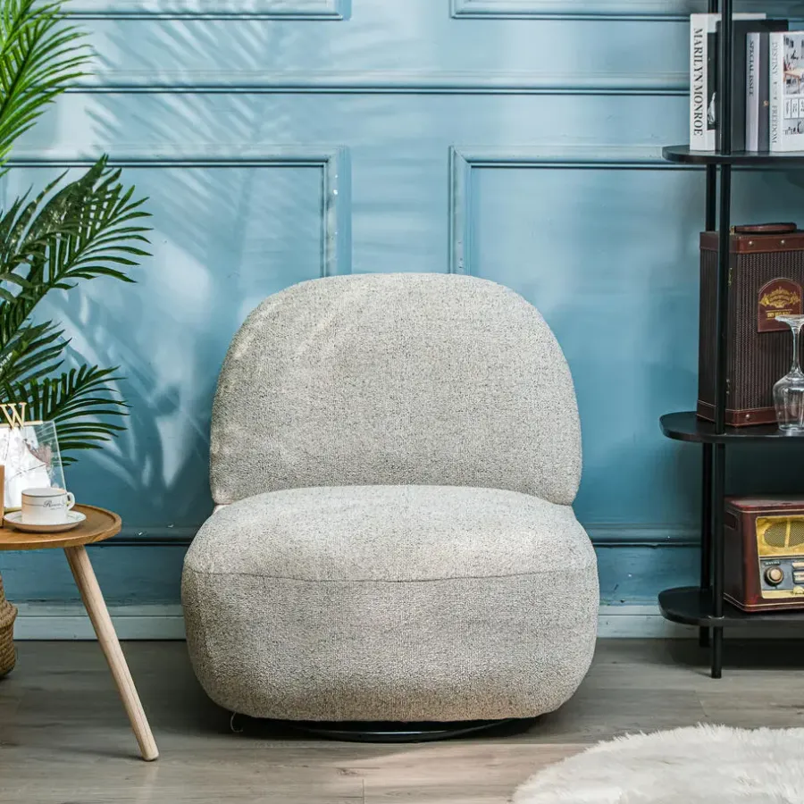 Nordlys Salonstoel Swivel van metaal en beige fluweel