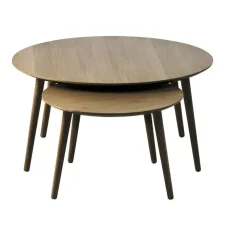 Salontafels-Giga Living Salontafel Adda Rond Smoked Eiken Set van 2