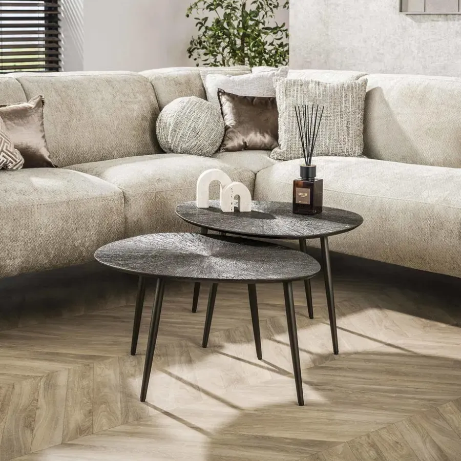 Salontafels-Giga Living Salontafel Brons Metaal - Set Van 2 - 76x61x43cm - Ray