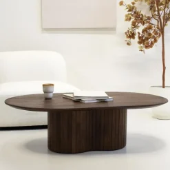 Giga Meubel Salontafel Donkerbruin Mangohout - Ovaal - 120x70x35cm - Ava