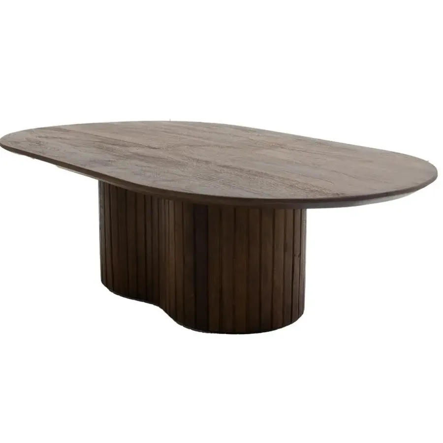 Giga Meubel Salontafel Donkerbruin Mangohout - Ovaal - 120x70x35cm - Ava