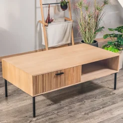 Salontafels-Nordlys Salontafel met 1 lade van essen en metaal