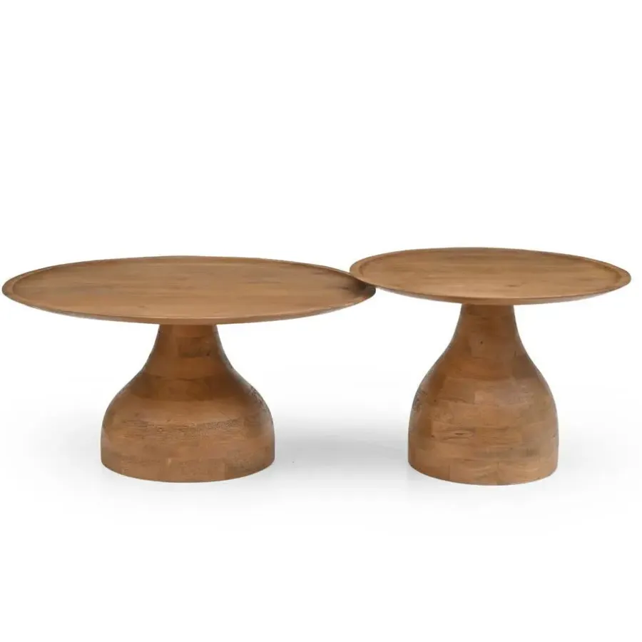 Giga Meubel Salontafel Naturel Mangohout - Ø60x42cm - Joji