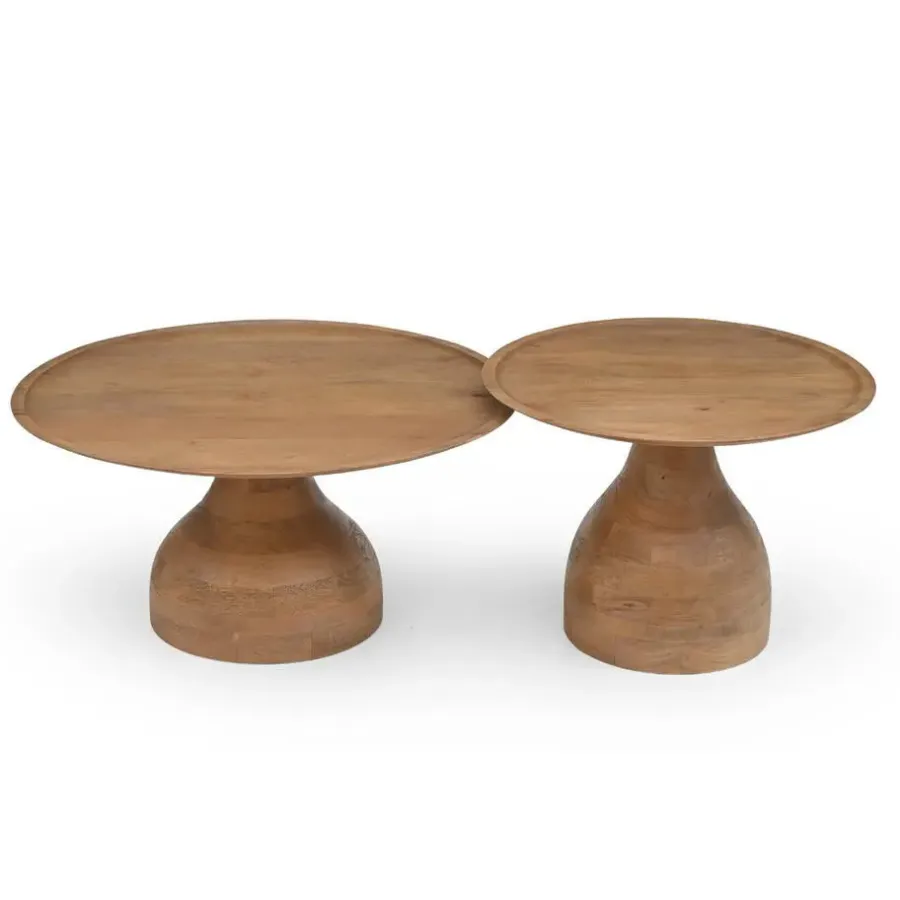 Giga Meubel Salontafel Naturel Mangohout - Ø60x42cm - Joji