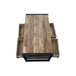 Salontafels-StarFurn Salontafel Naturel Mangohout - 120x60x45cm - 4 Lades - Boaz