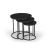 Salontafels-Giga Meubel Salontafel Organisch - Zwart Mangohout - Set Van 3 - Kila