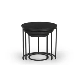 Salontafels-Giga Meubel Salontafel Organisch - Zwart Mangohout - Set Van 3 - Kila