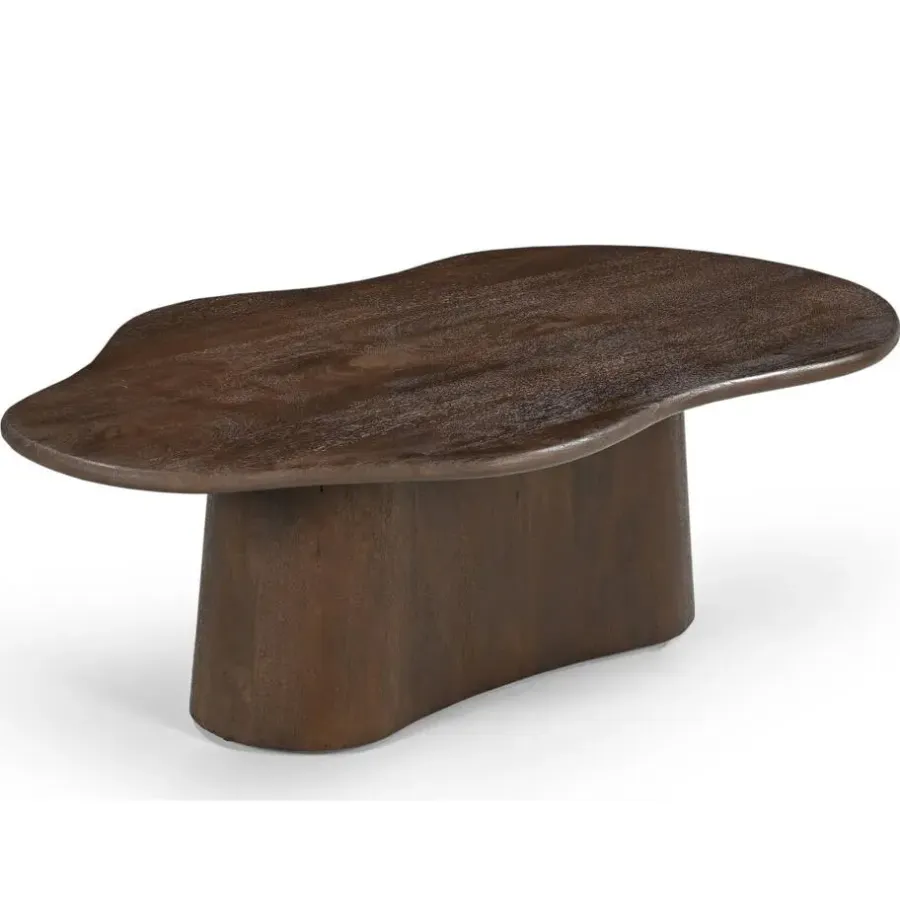 Salontafels-Giga Meubel Salontafel Organisch 120cm - Donkerbruin Mangohout - Jessie
