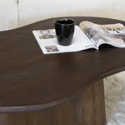 Salontafels-Giga Meubel Salontafel Organisch 120cm - Donkerbruin Mangohout - Jessie