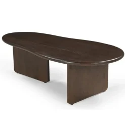 Salontafels-Giga Meubel Salontafel Organisch 130cm - Donkerbruin Mangohout - Sira