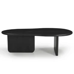 Salontafels-Giga Meubel Salontafel Organisch 130cm - Zwart Mangohout - Sira