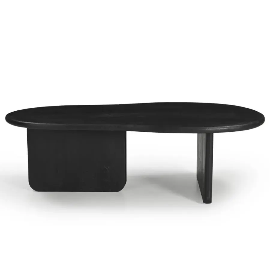 Salontafels-Giga Meubel Salontafel Organisch 130cm - Zwart Mangohout - Sira