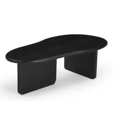 Salontafels-Giga Meubel Salontafel Organisch 130cm - Zwart Mangohout - Sira