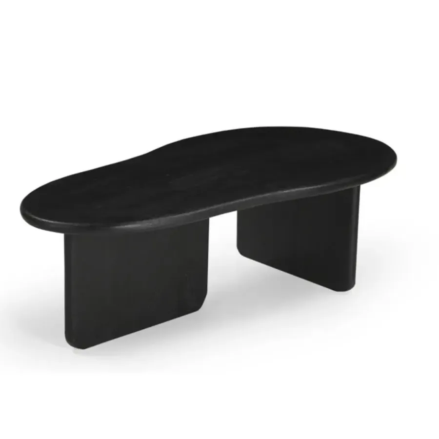 Salontafels-Giga Meubel Salontafel Organisch 130cm - Zwart Mangohout - Sira