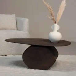 Salontafels-Giga Meubel Salontafel Organisch 100cm - Bruin Mangohout - Ebbe