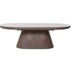 Giga Meubel Salontafel Ovaal - Walnoot Hout/Keramisch - 120x60x38cm - Alba