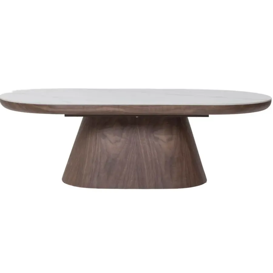 Giga Meubel Salontafel Ovaal - Walnoot Hout/Keramisch - 120x60x38cm - Alba