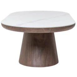 Giga Meubel Salontafel Ovaal - Walnoot Hout/Keramisch - 120x60x38cm - Alba