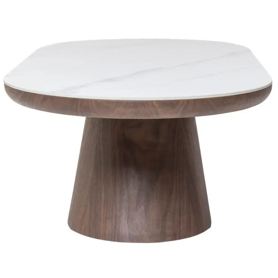 Giga Meubel Salontafel Ovaal - Walnoot Hout/Keramisch - 120x60x38cm - Alba