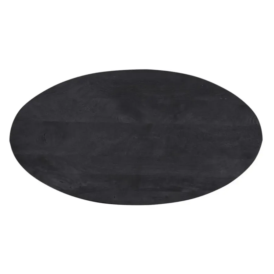 Salontafels-Giga Meubel Salontafel Ovaal - Zwart - 130cm - Mangohout - Tafel Mansour