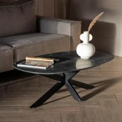 Giga Meubel Salontafel Richy Zwart Marmer Deens Ovaal 120cm