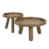 Salontafels-Giga Living Salontafel Rond - Naturel Mangohout - Set Van 2 - Tripod