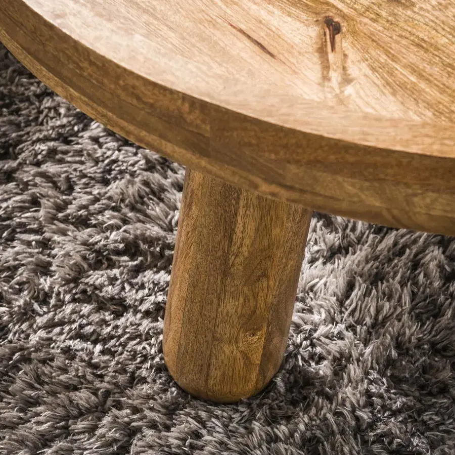 Salontafels-Giga Living Salontafel Rond - Naturel Mangohout - Set Van 2 - Tripod